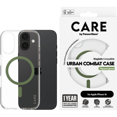 Panzer Калъф CARE - Flagship Green MagSafe, iPhone 16, прозрачен (5715685004353)