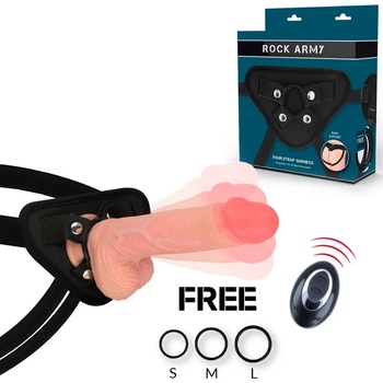 Страп-он с вибрации и ротации, течен силикон, 22см. - Apache Realistic (D-227460)