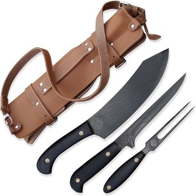 Dellinger BBQ sada Sandvik Black Sun v kožené brašně 3 ks