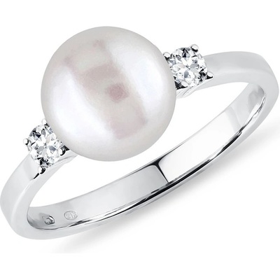 Klenota zlatý perlový prsten s diamanty k0309012