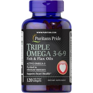 Puritan's Pride Triple Omega 3-6-9 Fish & Flax Oils [120 Гел капсули]