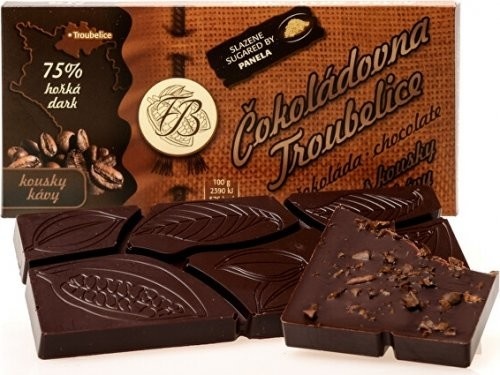 Čokoládovna Troubelice hořká 75% s kávovými zrny 45 g od 78 Kč