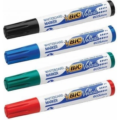 BIC Комплект маркери за бяла дъска BIC Eco Velleda 1701, объл връх 5.0 мм, 4 цвята (10904294)