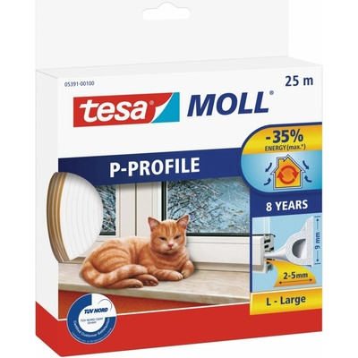Tesa Gumové těsnění, hnědé, na okna a dveře, P profil, 25m (05391-00103-00)