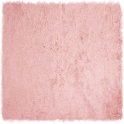 vidaXL Изкуствен овчи килим Tafalla Розово 240 x 240 cm Полиестер (42021556)