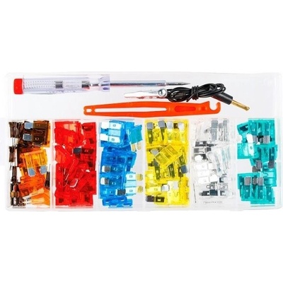 Pojistky nožové sada 92ks 5-30 Amp + zkoušečka + pinzeta