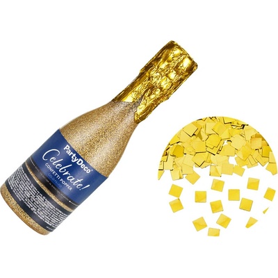 Vystreľovacie konfety - fľaša šampanského, zlaté, 20,5 cm