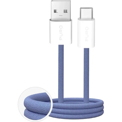 PURO Fabrik 2.0 10W USB-A - USB-C плетен кабел 1, 5 м - син (PUCAC10WFABK415MTBL)