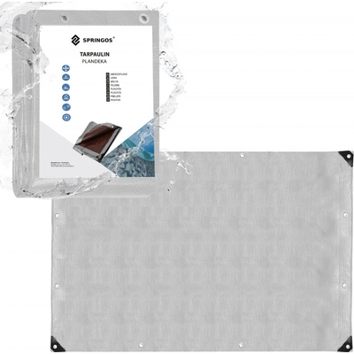 Springros krycí plachta s oky 6 x 8 m extra silná 210g PE stříbrná PROTECT GA2139-XG