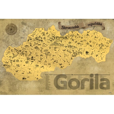 Giftio Stieracia mapa Slovenska Deluxe XL – retro