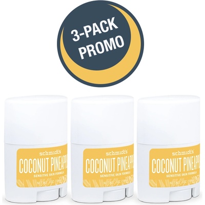 Schmidt’s 3 Пъзека Schmidt's Naturals Дезодорант Кокос + Ананас, Чувствителна Кожа, Пътуващ Размер