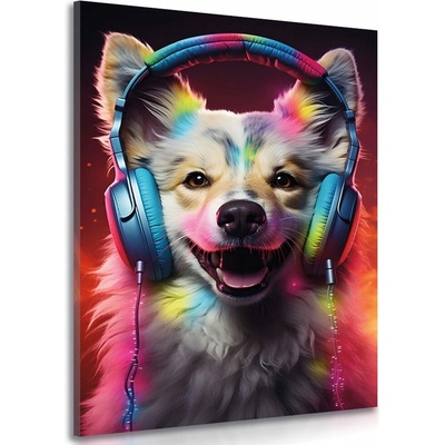 Obraz pes se sluchátky - 40x60