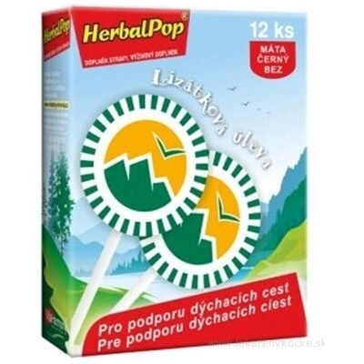 HerbalPop Bylinková lízátka s mátou a černou bází 12 ks