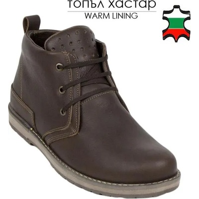 Български обувки Мъжки боти от естествена кожа напа в кафяв цвят 20540