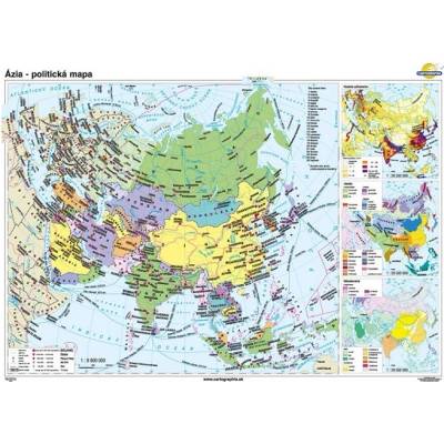 Cartographia Ázia - politická mapa (160x120 cm – 1:9800000), nástenná, fóliovaná, lištovaná