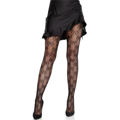 Чорапогащник с флорална мрежа и панделки - Fishnet Tights Bow S/M/L (D-243084)
