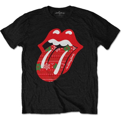 The Rolling Stones tričko Christmas Tongue čierne