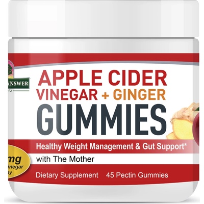 Nature's Answer Apple Cider Vinegar + Ginger Gummies 45 gumových bonbónů