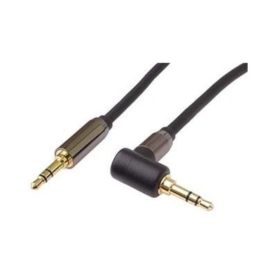 PremiumCord HQ stíněný kabel stereo Jack 3.5mm - Jack 3.5mm zahnutý 90° 5m
