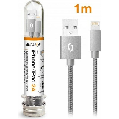 ALIGATOR TUBA 2A nabíjecí kabel Lightning šedý (DAKT006)