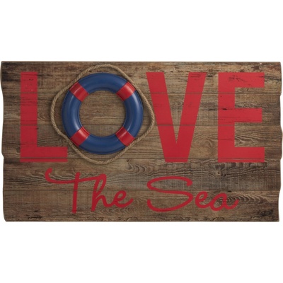 Dřevěná nástěnná 3D cedule Love the Sea - 70*40*5cm - J-Line by Jolipa