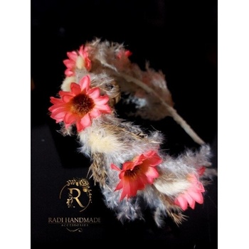 Radi handmade Дизайнерска диадема с маргаритки и суха декорация (879)