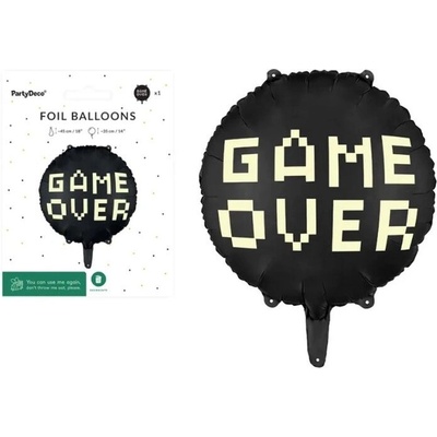 PartyDeco Fóliový balón Game Over 45 cm