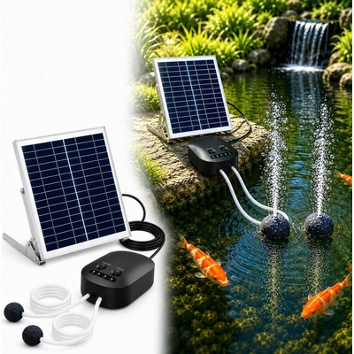 Solární provzdušňovač jezírka AP010 – 4400 mAh baterie, 3 režimy provozu, 15 W panel – Zboží Dáma