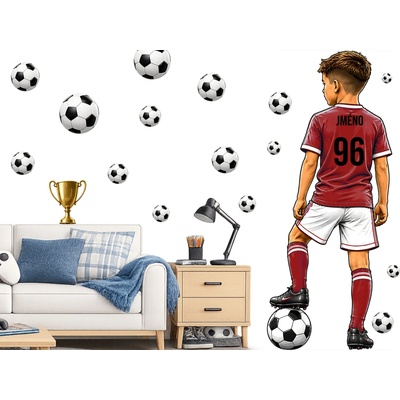Nalepte.cz Dres pre malého futbalistu s menom podľa želania futbalová nálepka na stenu list 31 x 75 cm