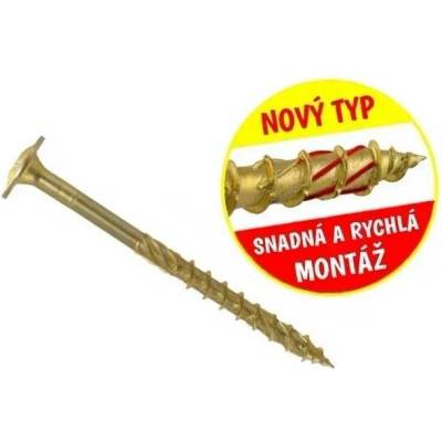 Konstrukční vrut do dřeva KLIMAS 8x80 TORX talířová hlava TX40 žlutý Zn (50 ks v balení)