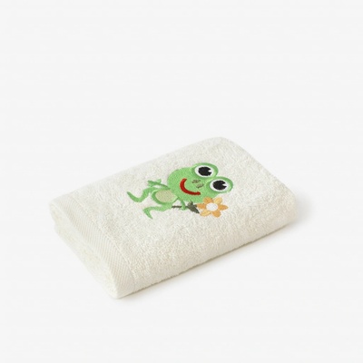 Goldea dětský ručník žabka na smetanové 30 x 50 cm