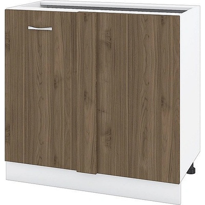 ИРИМ Долен ъглов шкаф с врата Сити БО-42 бяло гладко / орех адмирал 90 см