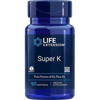 Life Extension Super K, витамин K1, K2 (MK-4 и MK-7), 90 софтгел капсули