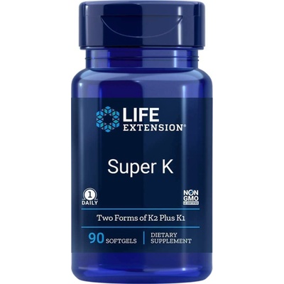 Life Extension Super K, витамин K1, K2 (MK-4 и MK-7), 90 софтгел капсули