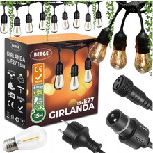 Berge Venkovní dekorační řetěz GIRLAND 16x E27 1W 230V IP44 15m