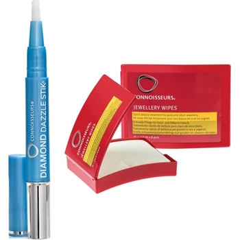 Connoisseurs Комплект за почистване на бижута Connoisseurs с влажни кърпички и Diamond Dazzle Stik