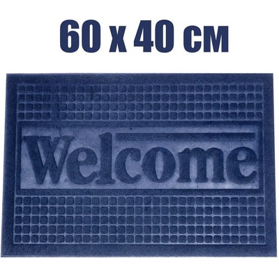 60 х 40 см синя текстилна изтривалка с гумена основа "welcome