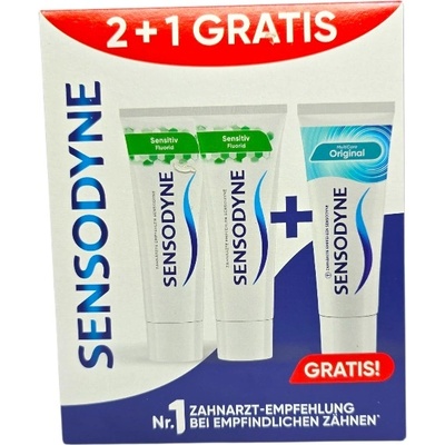 Sensodyne 2+1 Gratis-паста за чувствителни зъби Sensitiv Fluorid + MultiCare Original, 75мл