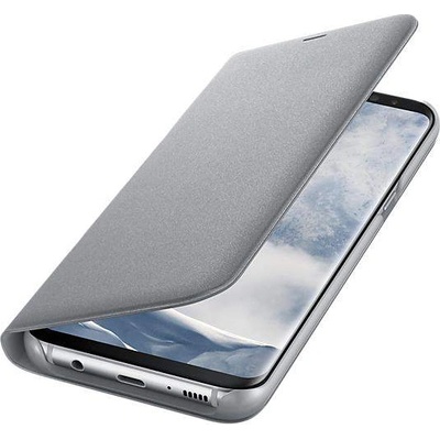 Samsung LED View Cover EF-NG955PSEGWW - оригинален кожен калъф през който виждате информация от дисплея за Samsung Galaxy S8 Plus (сребрист)