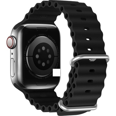 DUX DUCIS Силиконова каишка за Apple Watch 38мм, 40мм, 41мм, 42мм (2024) - Dux Ducis Silicone Bracelet Strap (OceanWave Version) (черен)