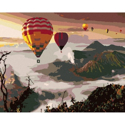 Zuty Malování podle čísel HORKOVZDUŠNÉ BALÓNY NAD SOPKOU MOUNT BROMO