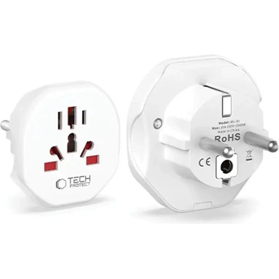 Tech-Protect Universal Travel Adapter to EU - бял (5906302380459)