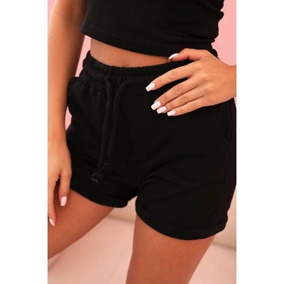 Kesi dámské bavlněné kraťasy s gumou a zavazováním v pase Luba černá
