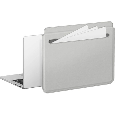 AmazingThing Matte Pro Mag Laptop Sleeve with Pocket 14 - кожен калъф за MacBook Air 13, MacBook Pro 13, MacBook Pro 14 и лаптопи до 14 инча (сив)