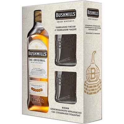 Bushmills Original с две ниски чаши - бленд ирландско уиски 700ml