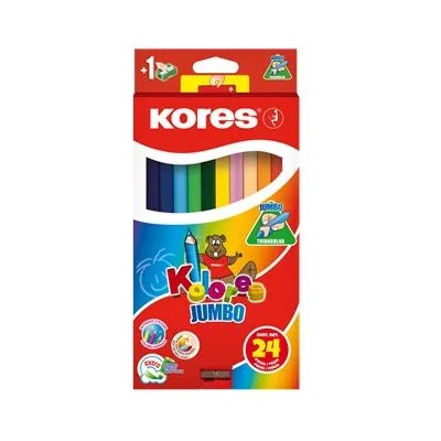 Kores Комплект цветни моливи, триъгълни, джъмбо, KORES "Kolores Jumbo", 24 различни цвята 93524 (93524)