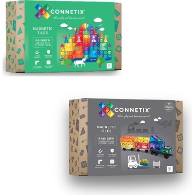 Connetix Tiles Magnetická stavebnica (102 ks) + Transport (50 ks)