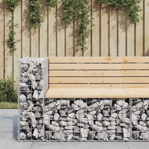 vidaXL Градинска пейка габионен дизайн 92x71x65, 5 см бор масив (834380)