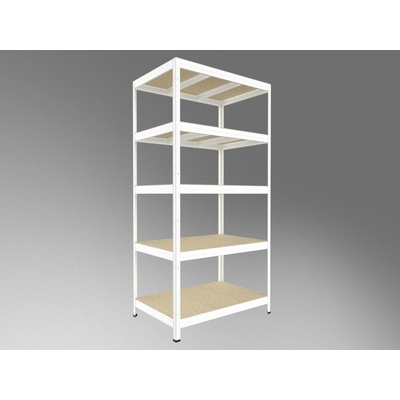 Biedrax Regál do sklepa 45 x 90 x 210 cm, bílý, 5 polic OSB 10 mm, nosnost 300 kg na polici