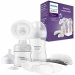 Philips AVENT Manual Breast Pump Gift Set - Single Breast Pump, 260ml and 125ml Baby Bottles, BPA Free, 4 Disposable Nursing Pads, Polypropylene, Transparent (Model SCD430/60)
